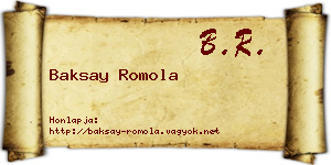 Baksay Romola névjegykártya